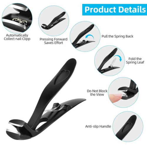 Cortador de unhas angular em aço inoxidável, ergonômico, 1 par. 2