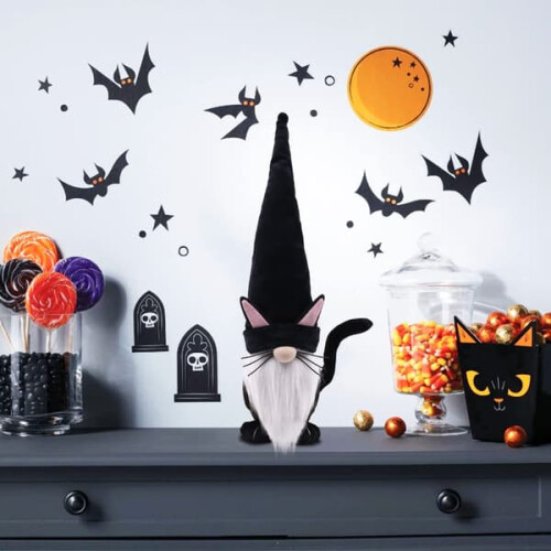 Sort kat julemandsgnome Halloween-dekoration 1 stk. 1