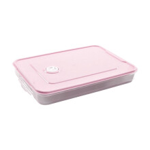 Recipiente hermético de plástico rosa para almacenar alimentos (1 capa)