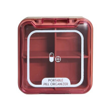 Ružový organizér na tabletky, prenosný malý úložný box