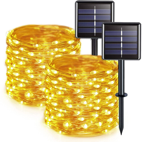 Solar-Lichterkette, warmweiß, 100 LEDs, 10 m