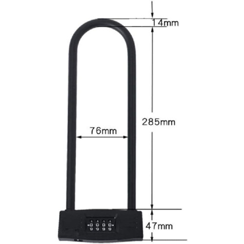 4-Digit U-Lock Motorcycle Lock / Bicycle Lock - Lockable Combination Lock / Resettable D for Bikes / Lockable Doors. (Black) 1