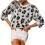 Suéter feminino com estampa de leopardo, gola redonda e modelagem solta. 1