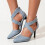 Women's Blue Pointed Toe High Heel Sandals 4