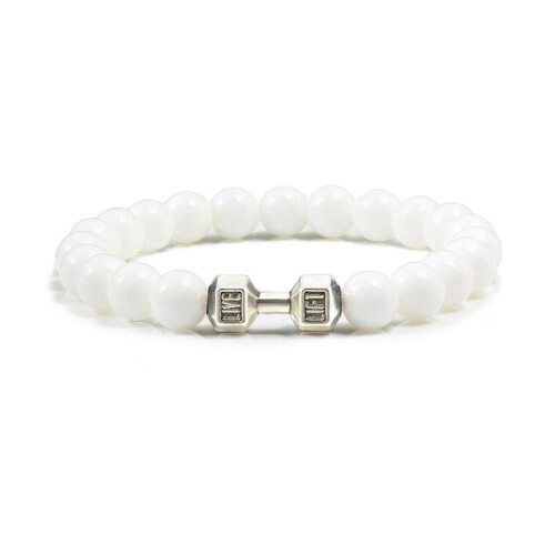 Pulseira haltere com peso de pedra vulcânica 8mm