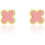 18K Gold Plated Clover Stud Earrings Pink 1