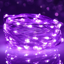 Lila Lichterkette aus Kupferdraht, 100 LEDs, 10 m (32,8 Fuß)