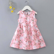 Rochie de vară fără mâneci pentru fete, roz, cu imprimeu grafic, 1-2 ani