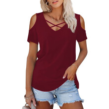 Bluse mit V-Ausschnitt und überkreuzten Schultern für Damen