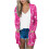 Damen-Baumwollstrickjacke, langärmelig, mit Tasche, pink 1
