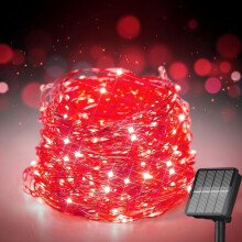 Koperen solar lichtslinger 50 LED's 8 standen rood