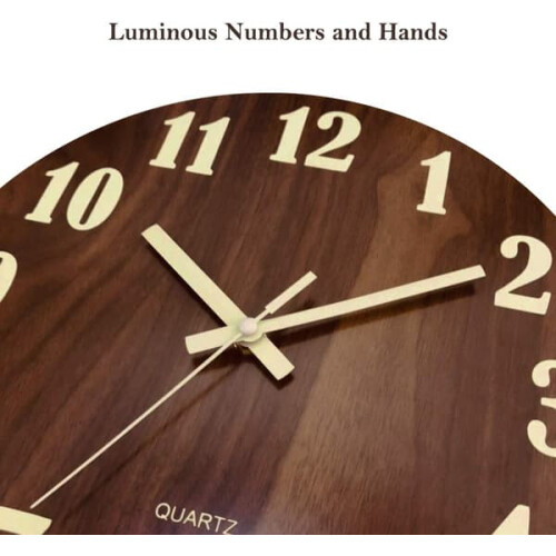 12 Inch Wooden Wall Clock Silent Luminous Night Light 2
