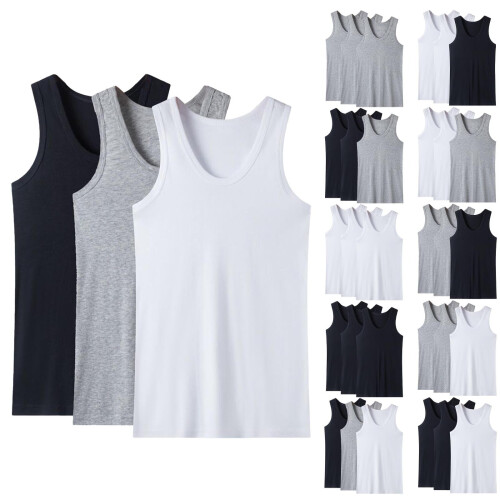 Herren-Tanktop, einfarbig, ärmellos, 3er-Pack