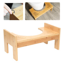 Tabouret de toilette en bambou, réglable et ergonomique, 80 kg