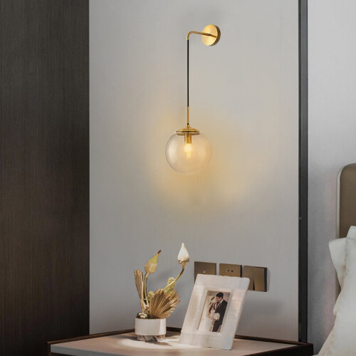Applique murale moderne avec globe en verre transparent, douille E27, 110 V 2