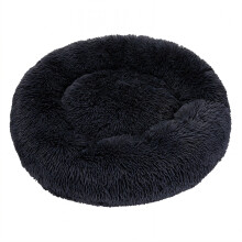 Kattbädd plysch rund svart 76 cm