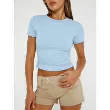 Slim fit crop top met korte mouwen en ronde hals voor dames