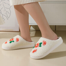 Pantuflas unisex RYDCOT con estampado naranja y suela gruesa y cálida