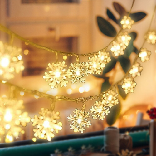 Varmhvite snøfnugglyslenker 40LED 20FT