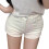 Dames denim shorts met hoge taille en scheuren, wit 1