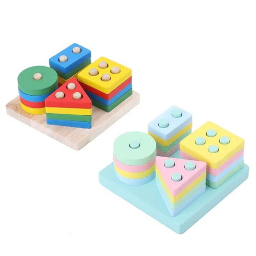 Wooden Stacking and Sorting Toy for 1-3 Year Olds 2