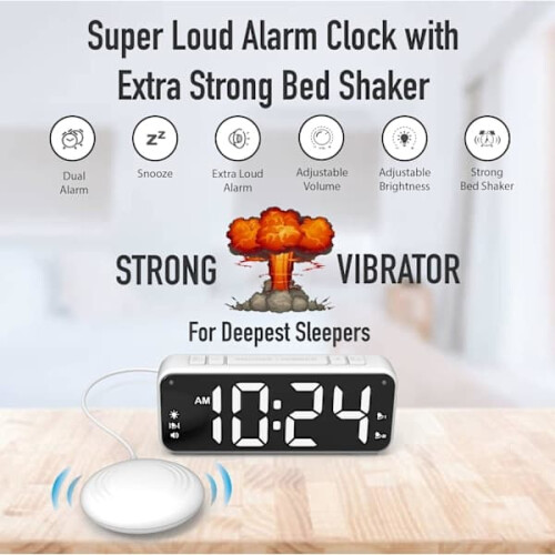 A5 Super Vibrating Alarm Clock with Large Display 1