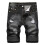 Herre denimshorts i sort camouflage med revnede detaljer 1