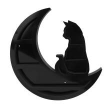 Scaffale nel Cristallo Cat sopra il Moon Scaffale Scaffale nel Cristallo nel PVC con Design Gatto Nero per Riporre il Letto Della Sala da Pranzo
