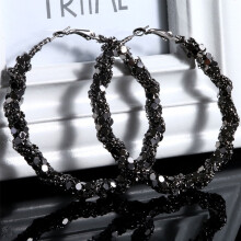 FRCOLOR Black Metal Hoop Earrings for Women Lightweight 1