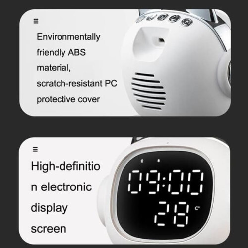 Cat-shaped Bluetooth alarm clock with night light white 2