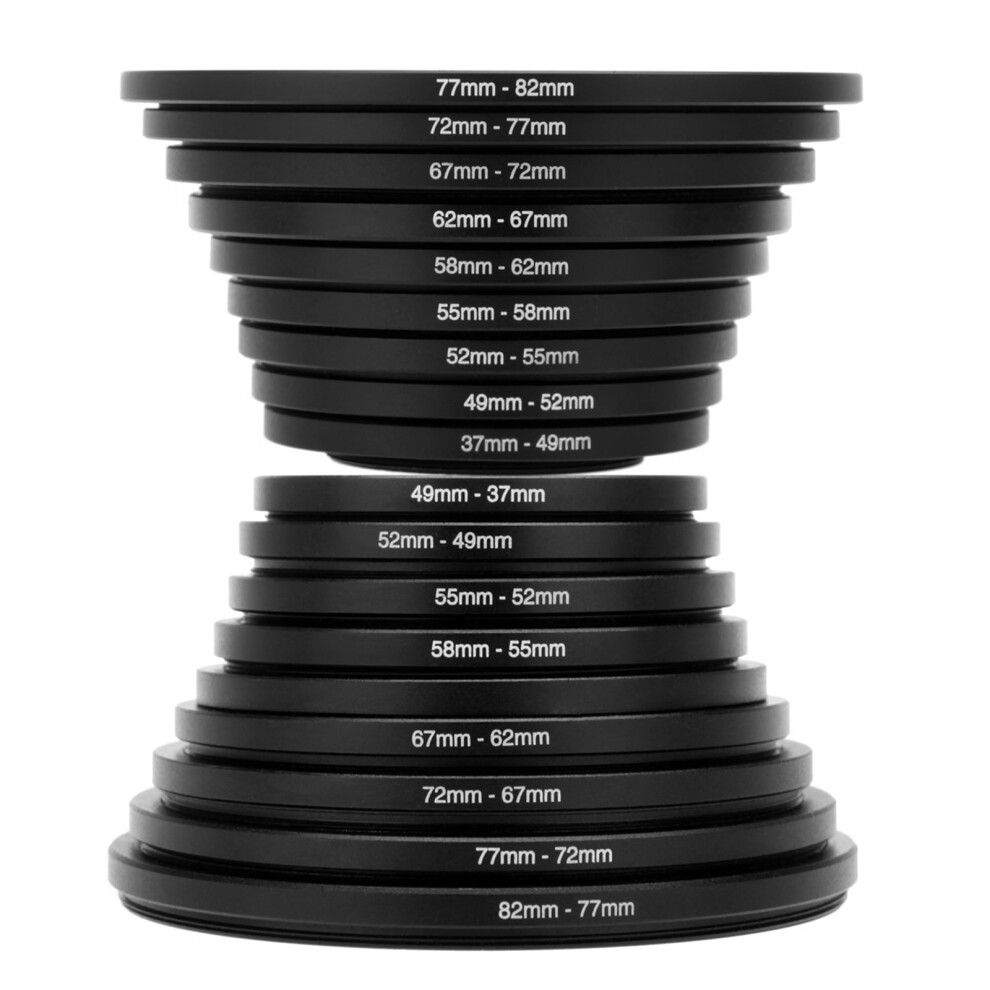 Camera Lens Filter Adapter Metal 18Pcs 37-82Mm 913466088843