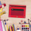 Etui van transparant PVC met drie ritsgaten, rood, groot formaat 2