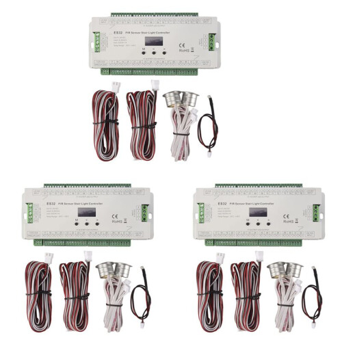 3X 32CH ES32 PIR Sensor Stair Light Controller Human Body Infrared Inductive  Stair Lamp Control for Single Color