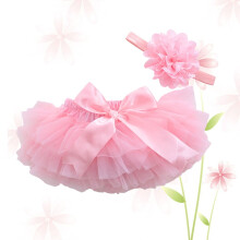 Coiffe bébé avec jupe tutu rose (1 pièce)