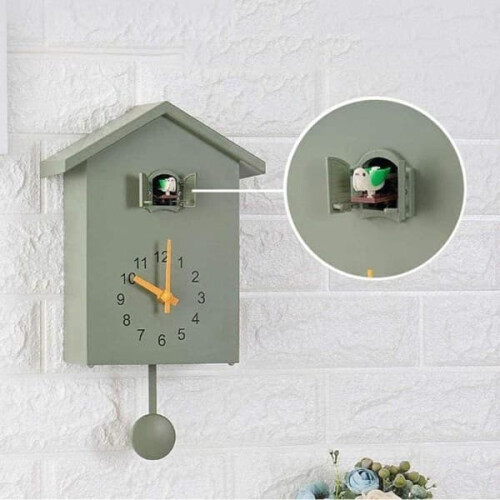 Modern hanging cuckoo wall clock with bird pattern 2