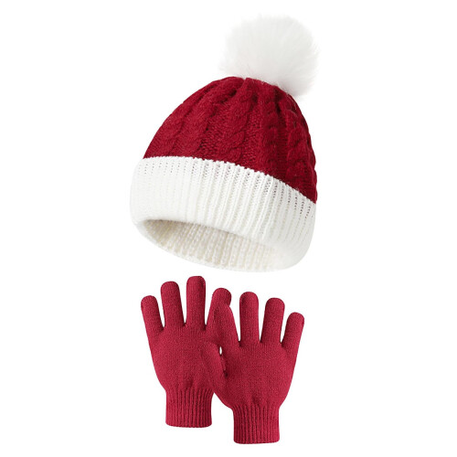 Set invernale per bambini composto da berretto e guanti, colore rosso