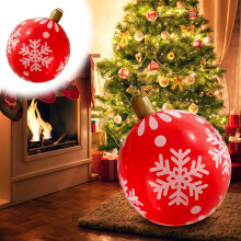 Boule de Noël gonflable rouge, décoration extérieure, 50 cm (20 pouces)