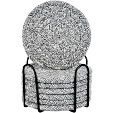 Dessous de verre ronds en coton tissé, lot de 8, gris