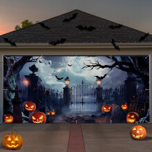 fond en tissu pour bannière de porte de garage d'Halloween