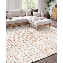 Tapis beige 152 x 244 cm, antidérapant et lavable