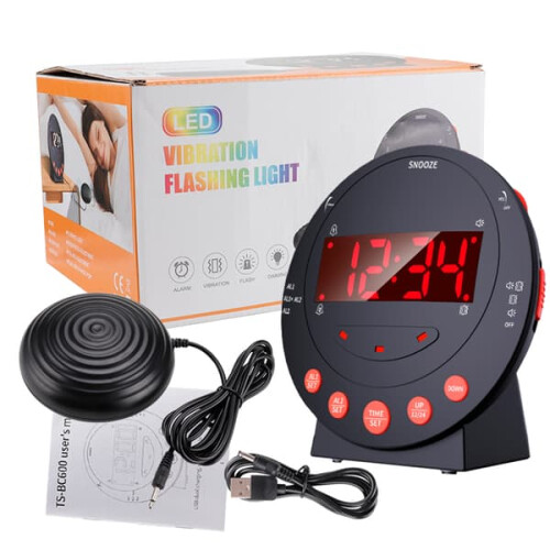 INF Alarm Clock with Bed Shaker Black 1