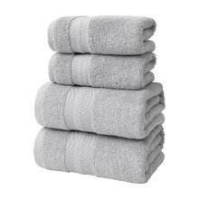 Ensemble de serviettes de bain en coton Elainilye, 4 pièces, gris