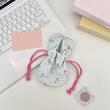 Pochette de rangement à cordon de serrage à motif floral avec oreilles de lapin (1 pièce)