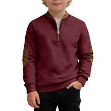 Sweat-shirt à manches longues et col rond en polaire pour garçon, coloris variés