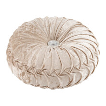Cuscino rotondo da pavimento in velluto beige, diametro 14 pollici