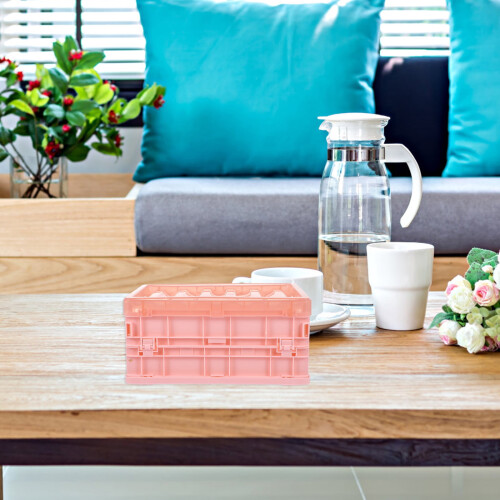 Boîte de rangement en plastique rose avec couvercle pliable (1 pièce) 1