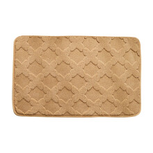 Tapis de bain kaki peluche à poils longs, dos antidérapant, 60 x 40 cm
