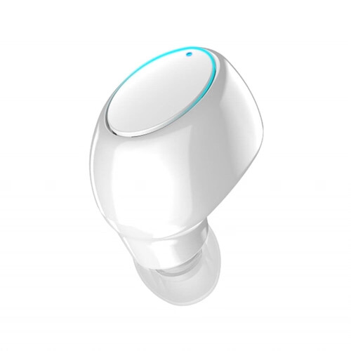 Mini écouteurs Bluetooth invisibles blancs, autonomie de 12 h.