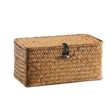 Panier en osier de jonc de mer avec couvercle (1 pièce)