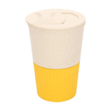 Wiederverwendbarer Kaffeebecher mit Deckel, gelb, 355 ml